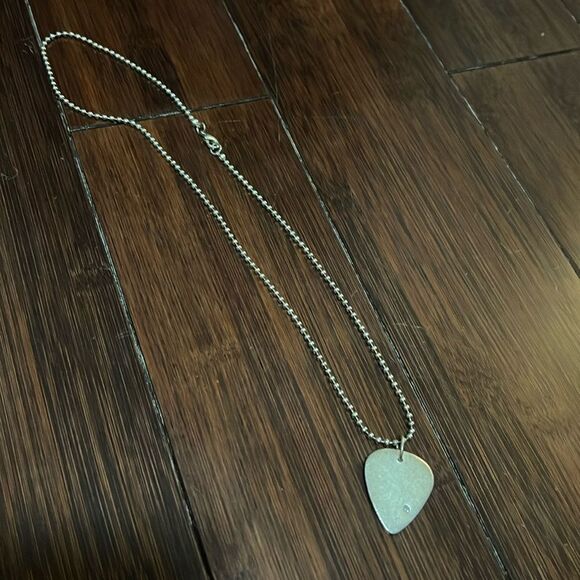 Silver Necklace with Small CZ Stone - Brand New - Vintage Silver Heart Dog Tag - Picture 1 of 3